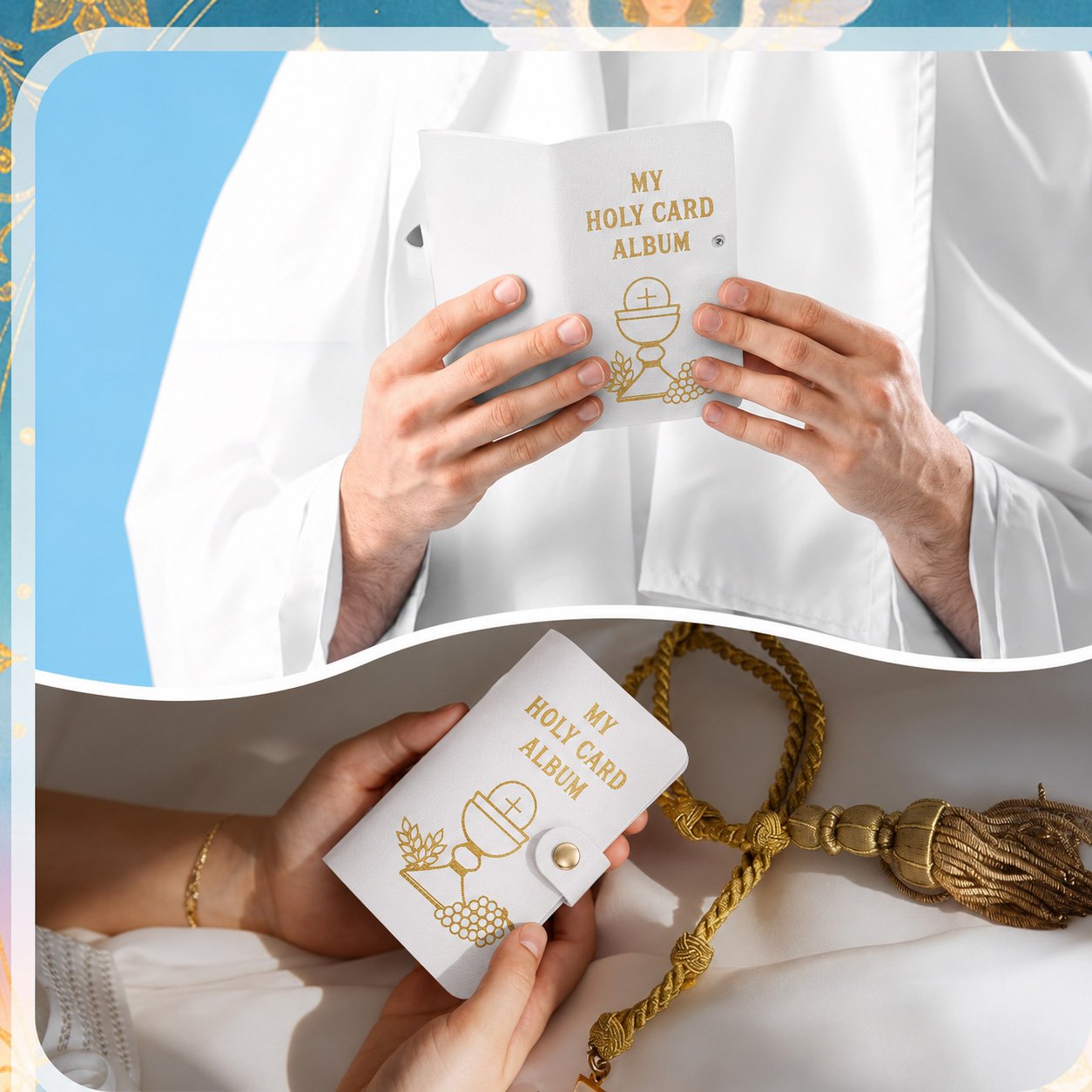 ✝️ Catholic Genuine Leather Holy Card Holder – Pocket Prayer Card Organizer with Snap Closure🙏