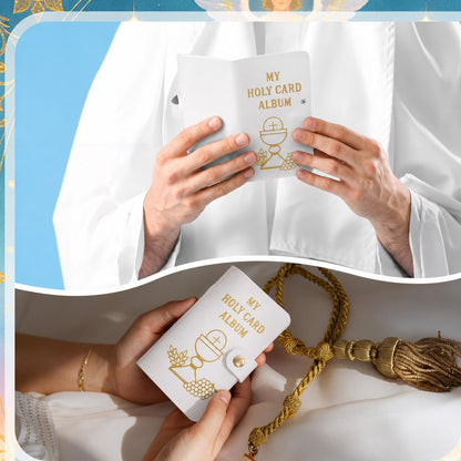 ✝️ Catholic Genuine Leather Holy Card Holder – Pocket Prayer Card Organizer with Snap Closure🙏