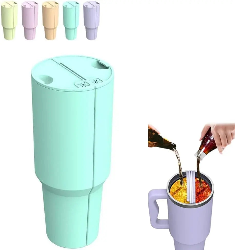 2-in-1 Drink Separator Silicone Liner for Stanley Cup 40 oz, Inner Cup Section Tray for Stanley Cup Dual-Sided Drink, Reusable Cup Divider for Coffee, Juice, Cocktails, Whiskey
