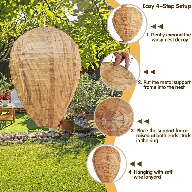 🐝Outdoor Hanging Fake Hornet Nest, Natural Wasp Repellent (8.6*11 inch)👍