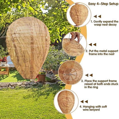 🐝Outdoor Hanging Fake Hornet Nest, Natural Wasp Repellent (8.6*11 inch)👍