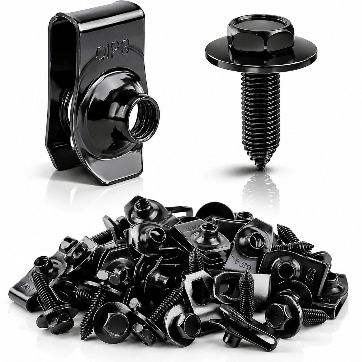 🛠️🚀50pcs 1/4" Hex Bumper Bolts & U-Nut Clips Fastener Kit - Anti-Rust✨