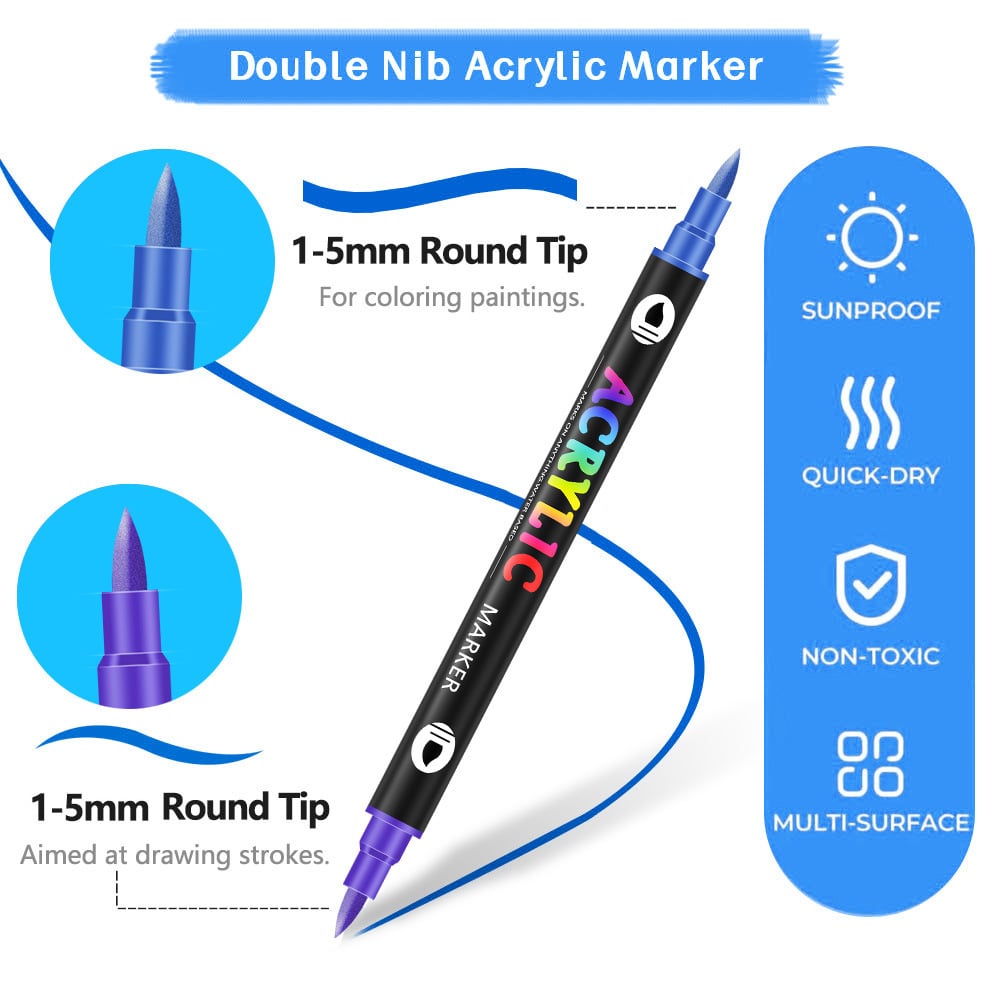 🔥Dual Tip Acrylic Paint Pen Marker - 24/48/72/120Colors