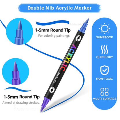 🔥Dual Tip Acrylic Paint Pen Marker - 24/48/72/120Colors