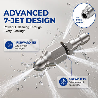 🔧Stainless Steel Powerful Pipe Sewer Cleaning and Unclogging Nozzle