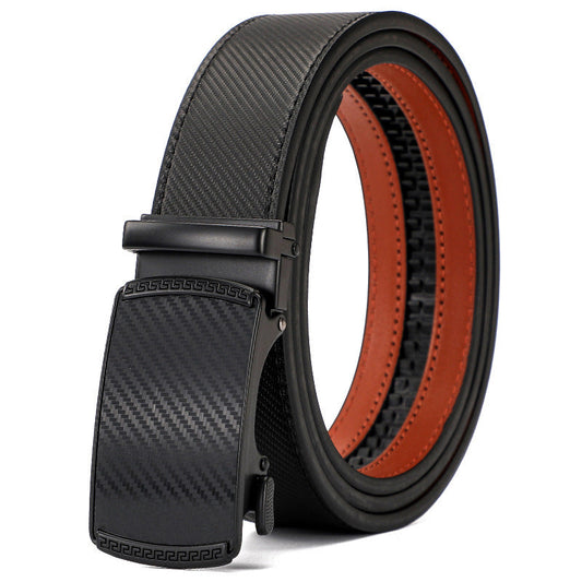 Leather Ratchet Belt With Adjustable Buckle