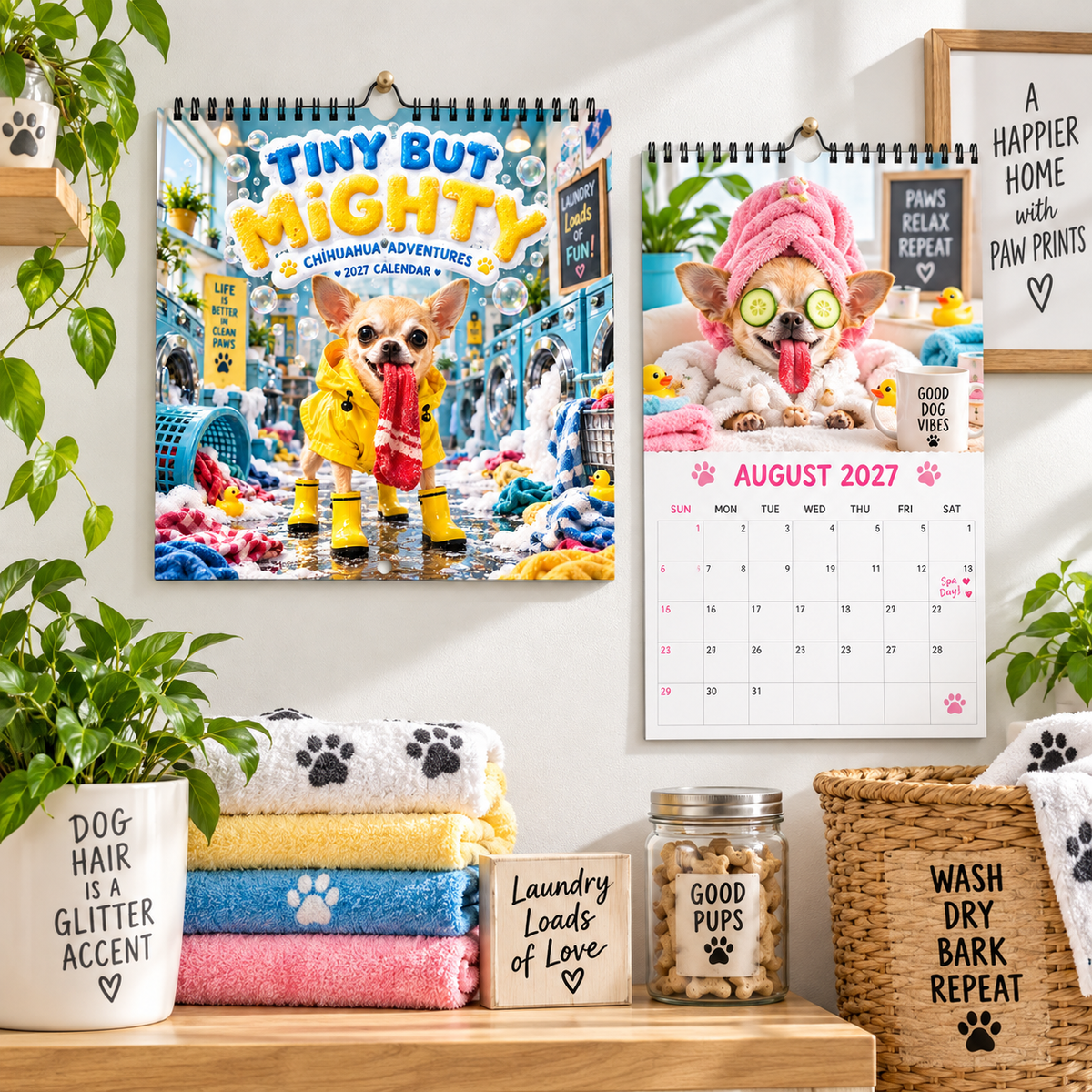 Tiny But Mighty 2027 Wall Calendar – 12-Month Chihuahua Adventures Calendar, Funny Small Dog Scenes Hanging Planner for Chihuahua & Dog Lovers