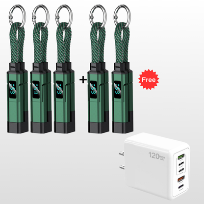 🔌 4-in-1 Charging Cable with Digital Display & Keychain – Fast-Charging, Kink-Resistant & Compact