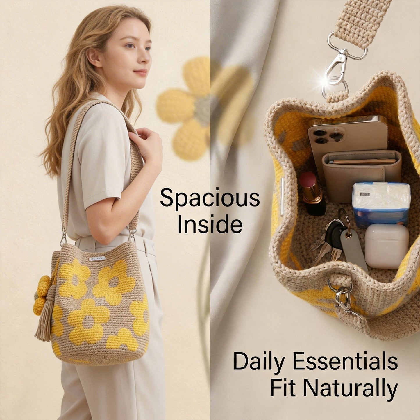 🏆Last Day Promotion 49% OFF🧵Handmade Crochet Flower Tote 🌼✨