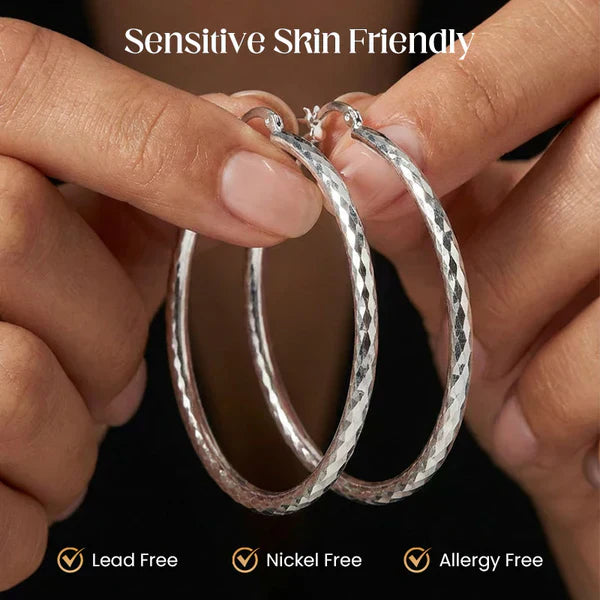 🎉 BUY 1 GET 1 FREE 🎁 Diamond-Cut Hoop Earrings for Women – Elegant, Sparkling 💎ond-Cut Hoop Earrings for Women