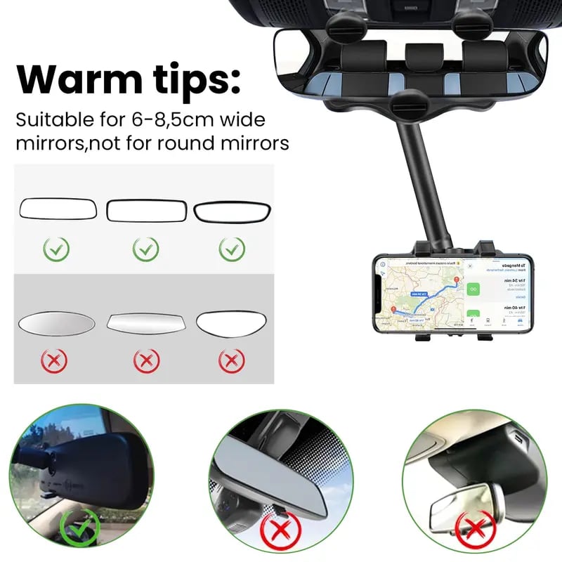 360 Degree Car Phone Holder Rearview Mirror