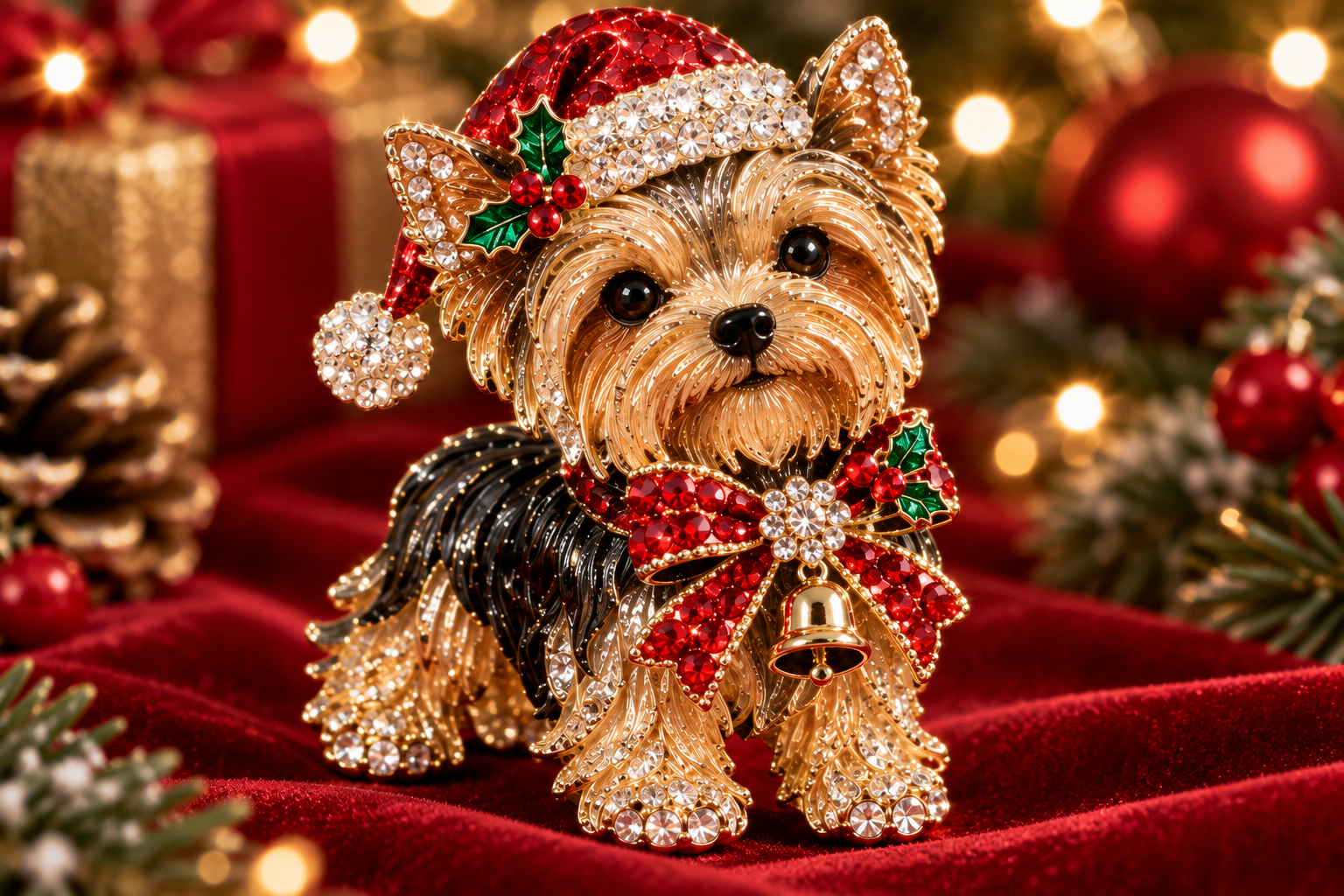 Detailed Christmas dog brooch design