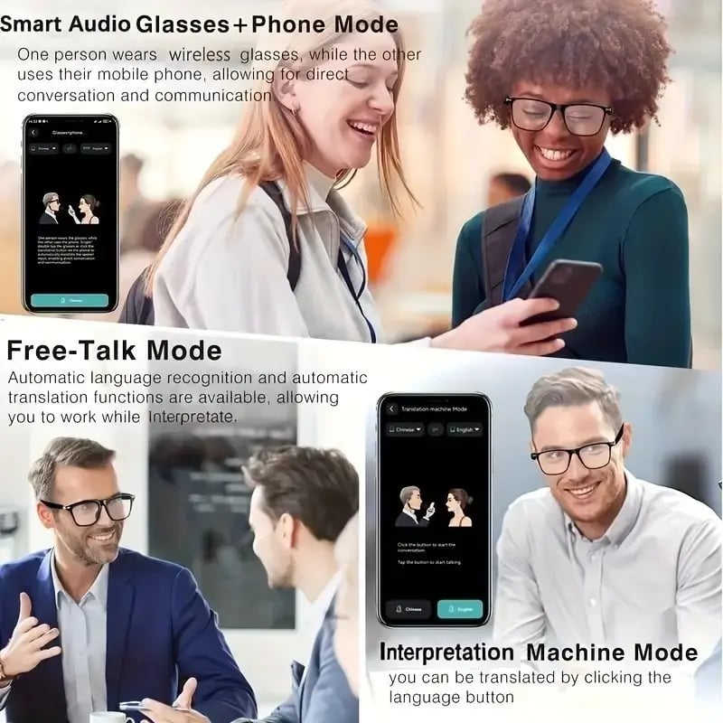 AI Interpretation Smart Glasses, with 33 Languages, Chatgpt, Audio Glasses for Men And Women