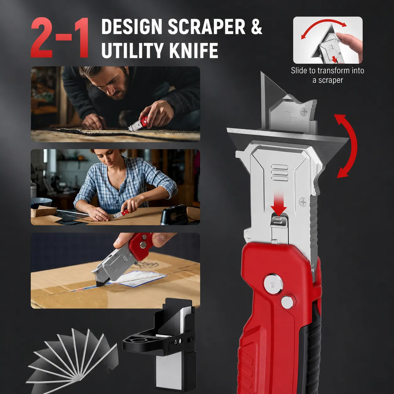2-in-1 Knife Scraper, Foldable Knife Scraper