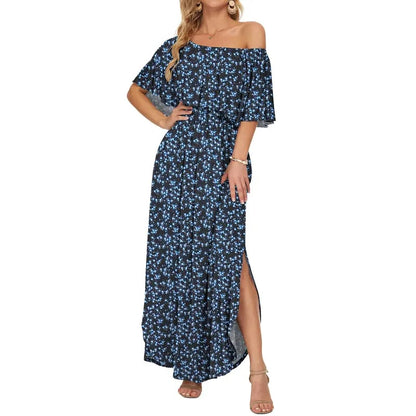 🔥Women's Off The Shoulder Dress Wedding Guest Dress Summer Casual Long Ruffle Party Side Split Beach Maxi Dresses