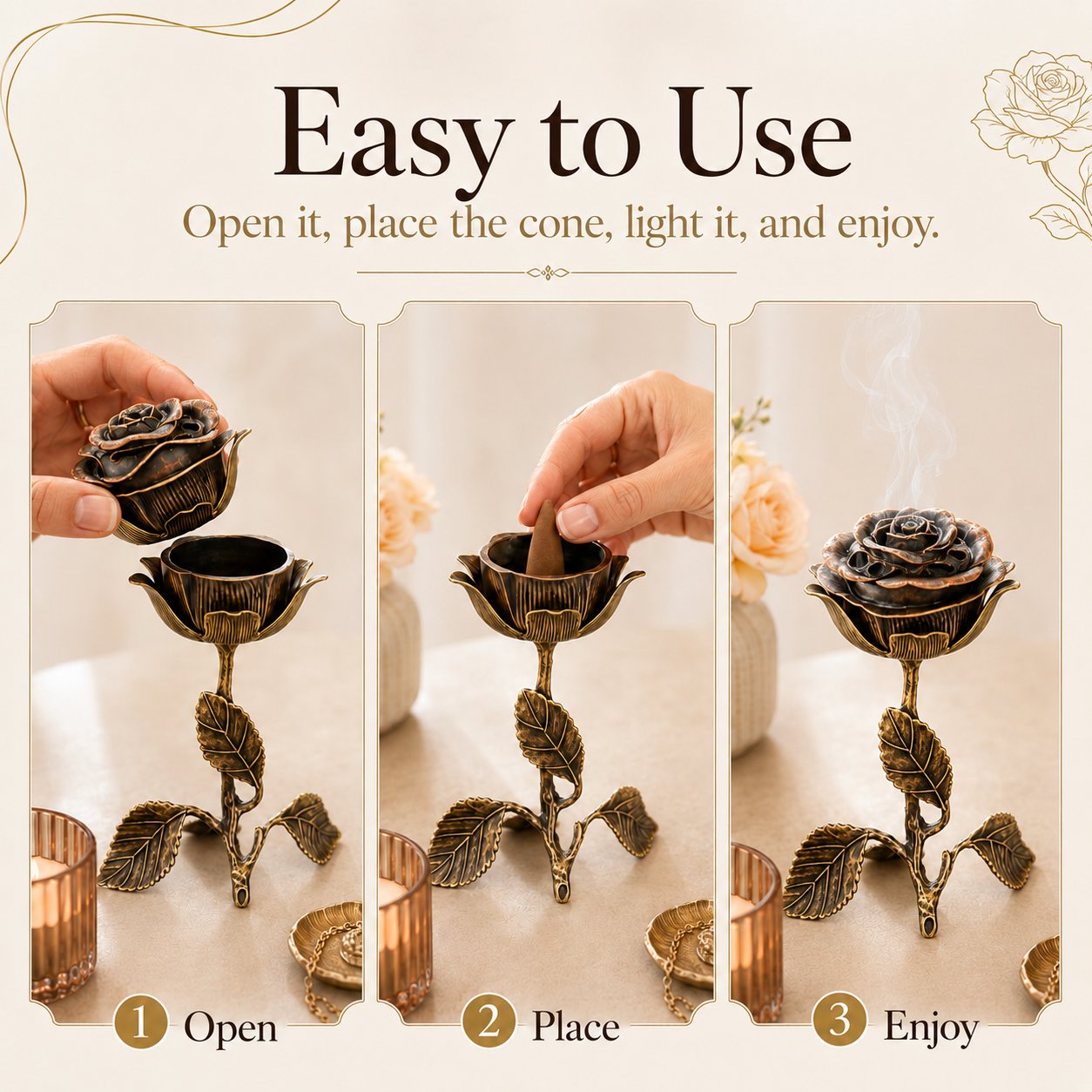🌹💕Vintage Rose Incense Burner