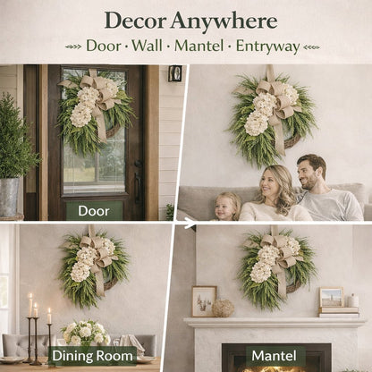🌸Handcrafted Hydrangea Wreath – The Perfect All-Season Front Door Decor