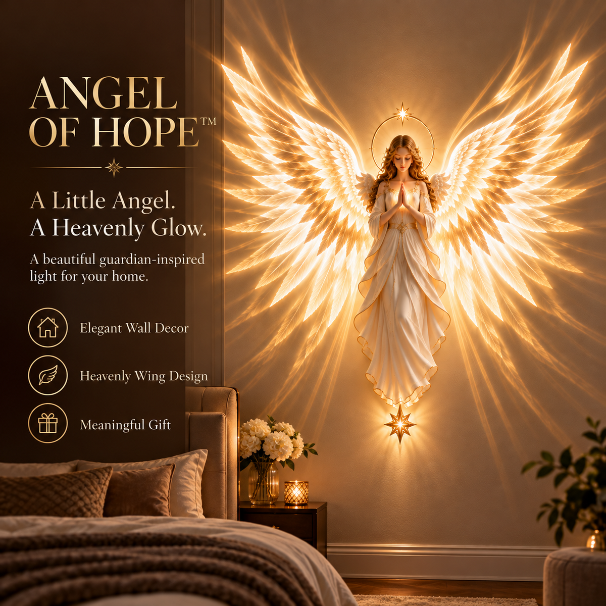 ✝️✨ Angel of Hope™ — Heavenly Wings Projection Wall Light | Christian Home Decor & Faith Gift