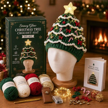 🎄Complete Light-Up Christmas Tree Crochet Hat DIY Kit