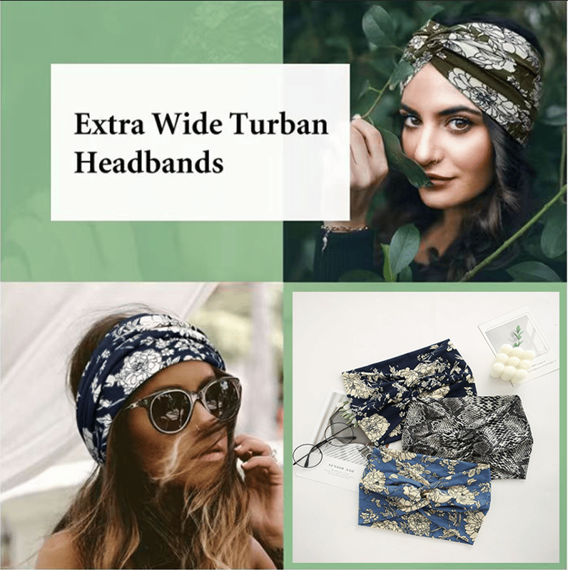 Bohemian-style hairband with a paisley print, wide elasticated hairband