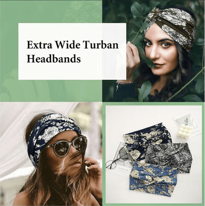 Bohemian-style hairband with a paisley print, wide elasticated hairband