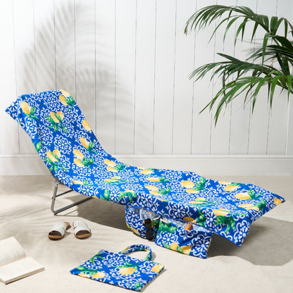 🏖️Summer Hot Sale🌞🌊Sun Lounger Towel in Bag with Pockets Storage