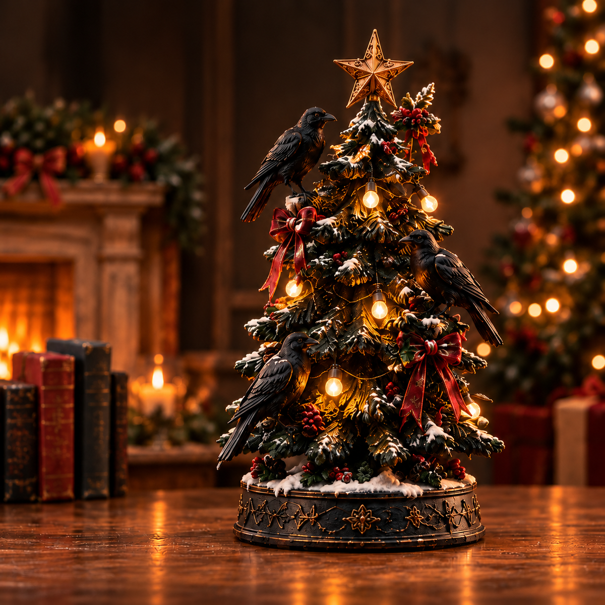 🎄💀 Midnight Carol Gothic Christmas Figurines – 5 Lighted Spooky Holiday Display Styles 👻🕯️