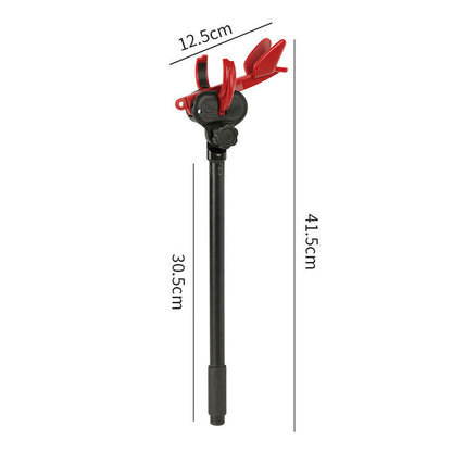 Adjustable fishing rod holder with ground spike for shore fishing