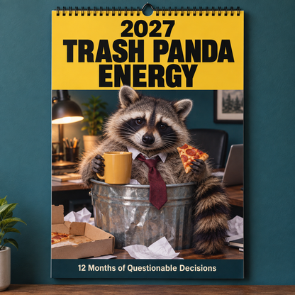 Trash Panda Energy 2027 Wall Calendar – Funny Raccoons & Everyday Chaos