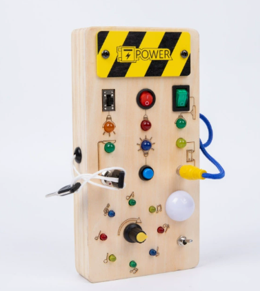 🔆 LED Light Wooden Busy Board – Switch & Button Sensory Toy, Montessori Early Learning, Best Gift for 1-3 Year Old Boys & Girls 🧒