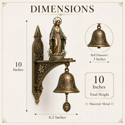 🙏 Our Lady of Grace Bronze Miraculous Medal Wall Bell | Catholic Religious Home & Garden Decor✨