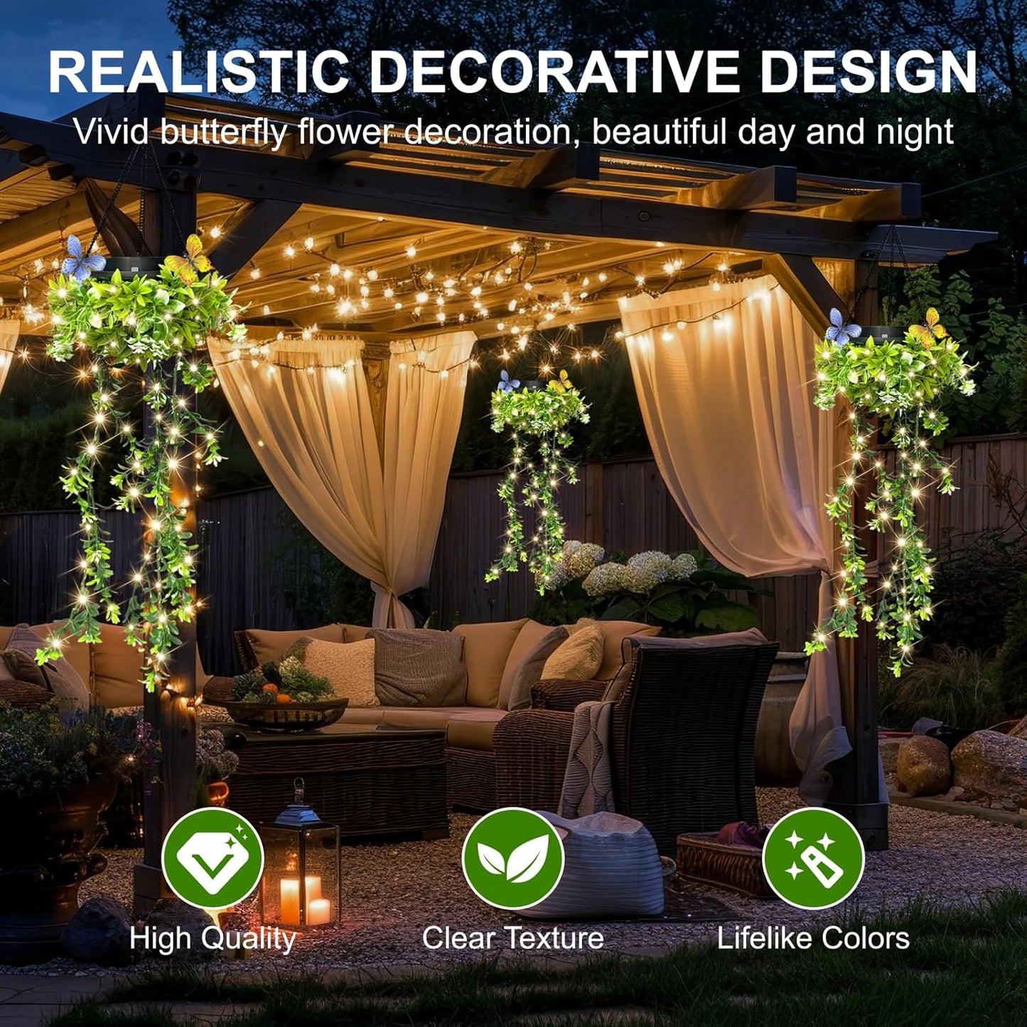 2026 Realistic Flower Vine Solar Hanging Garden Lights