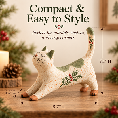 🐈🎄 Woodland Christmas Cat Figurine - a cosy little woodland friend for your holiday home