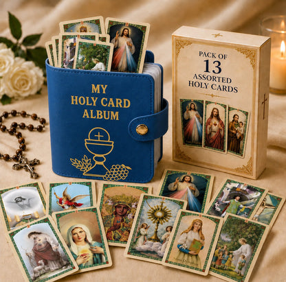 ✝️ Catholic Genuine Leather Holy Card Holder – Pocket Prayer Card Organizer with Snap Closure🙏