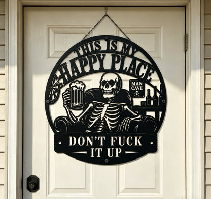 💀🍺"This Is My Happy Place" Funny Man Cave Decor