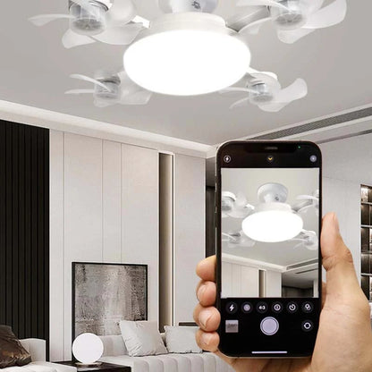 2026 New E27 Socket Ceiling Fan Light - 2-in-1 Silent LED Fan with Remote Control, Energy-Saving Cooling & Lighting Combo for Home Bedroom Kitchen