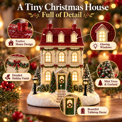 🎄 Christmas House Aroma Diffuser – Warm Light & Gentle Mist Holiday Decor