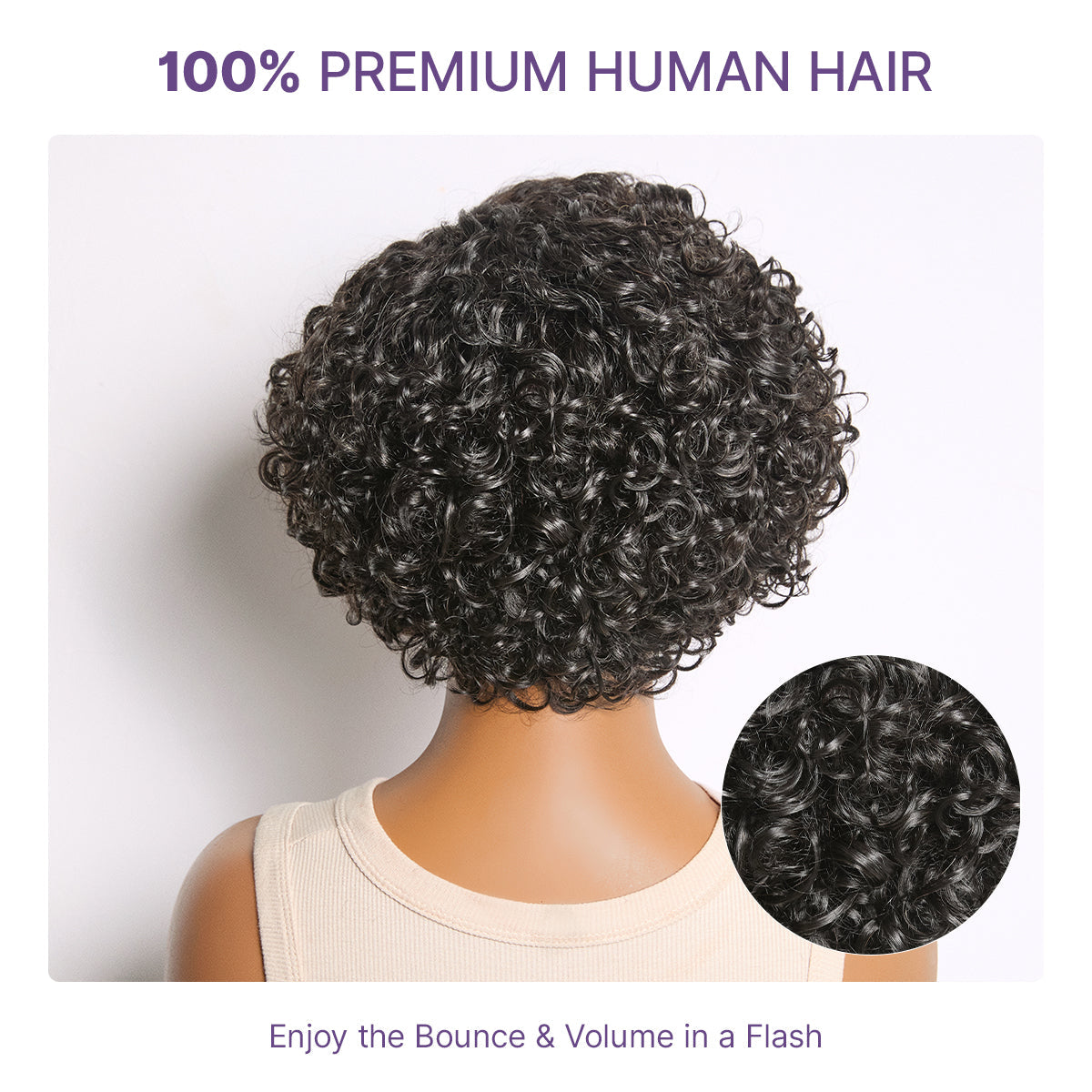 Luvme Hair water wave pixie cut wig with short curly water wave style, HD lace, glueless, minimalist design for new customers.