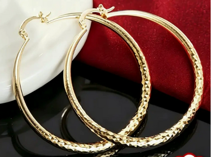 🎉 BUY 1 GET 1 FREE 🎁 Diamond-Cut Hoop Earrings for Women – Elegant, Sparkling 💎ond-Cut Hoop Earrings for Women