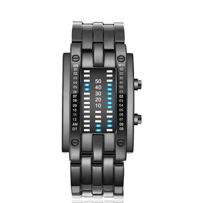 🔥Binary LED Digital Watch, Square Face with Zinc Alloy Band, Unisex Casual Timepiece