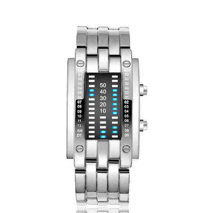 🔥Binary LED Digital Watch, Square Face with Zinc Alloy Band, Unisex Casual Timepiece