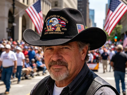 USA 250th Anniversary 1776-2026 Patriotic Western Cowboy Hat