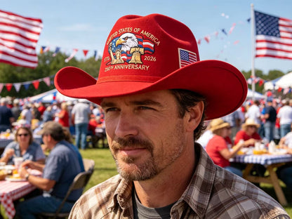 USA 250th Anniversary 1776-2026 Patriotic Western Cowboy Hat
