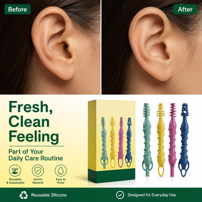 Silicone Ear Wax Removal Tool Set, 4 Pcs Reusable Ear Cleaners with Spiral and Scoop Tips, Washable Ear Pick Kit for Adults, Portable Outer Ear Cleaning Tools. (4 Ear Cleaning Tools1PACK)