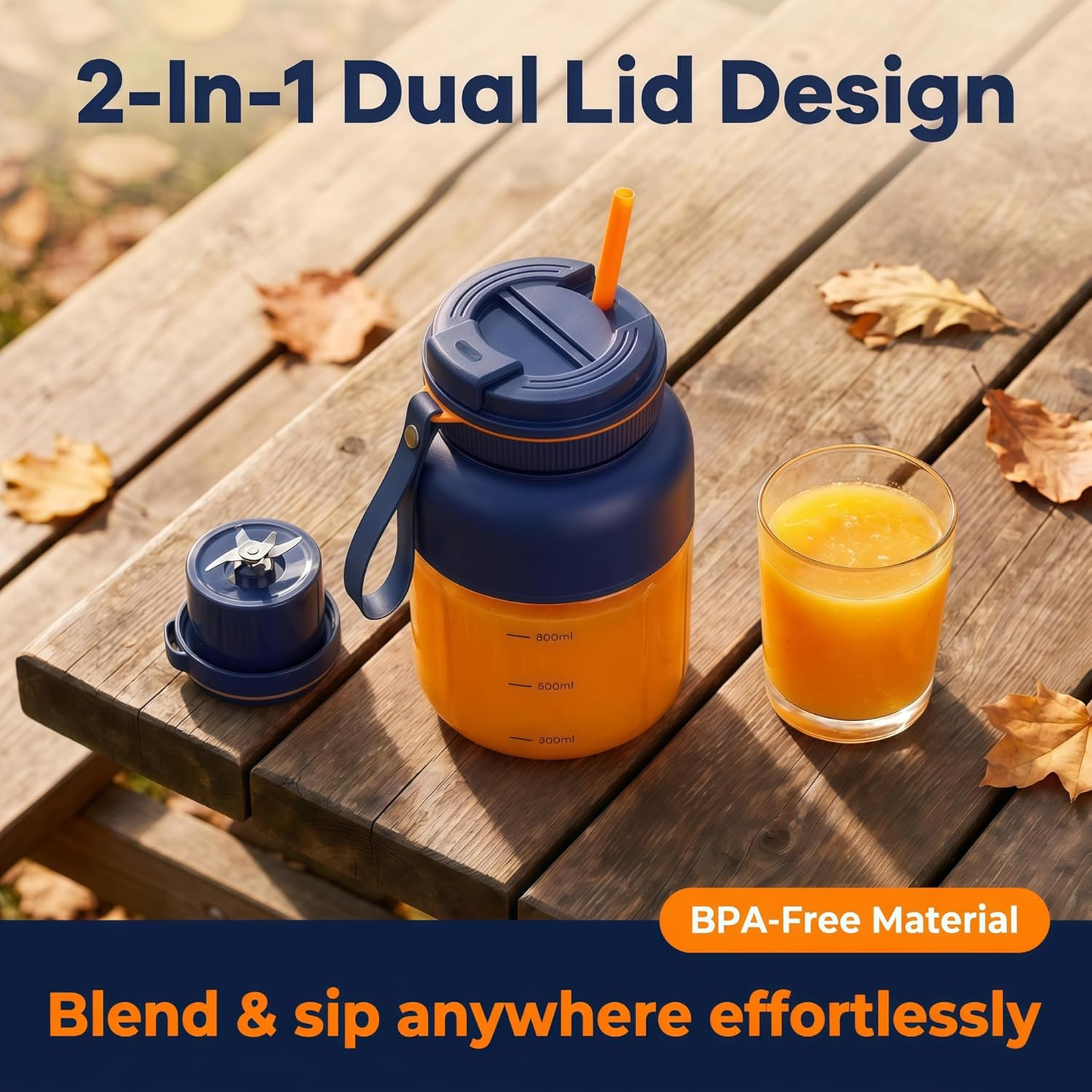 USB Electric Portable Blender for Protein Shakes &, 26oz Personal Mixer, Rechargeable Blender for Travel, Gym, & Home