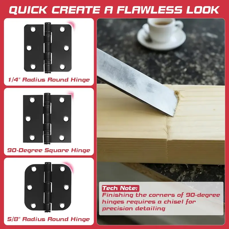 Door Hinge Cut Out Tool for Door & Cabinet Hinges, Adjustable Mortising Template Fits 2.5" to 5" Hinges with 1/4" & 5/8" Radius & Square Corner Tools
