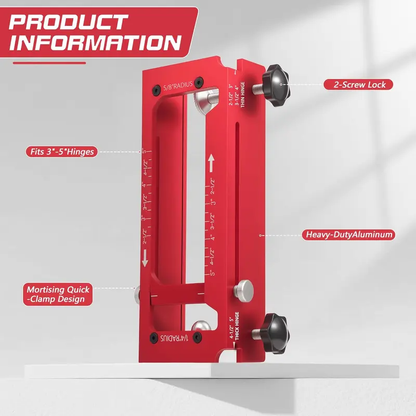 Door Hinge Cut Out Tool for Door & Cabinet Hinges, Adjustable Mortising Template Fits 2.5" to 5" Hinges with 1/4" & 5/8" Radius & Square Corner Tools