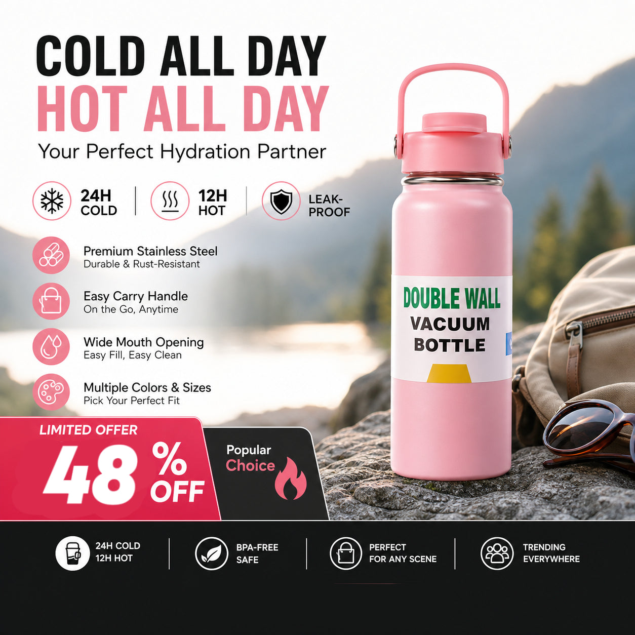 💥Limited Time 49% Off! ❄️Portable heat preservation you can hold! 🔥Premium Stainless Steel Insulated Tumbler