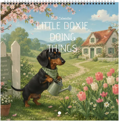 2027 Doxie Doing Things Calendar, Funny Year Of 2027 Dachshund Calendar