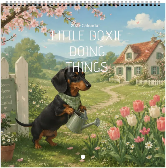 2027 Doxie Doing Things Calendar, Funny Year Of 2027 Dachshund Calendar